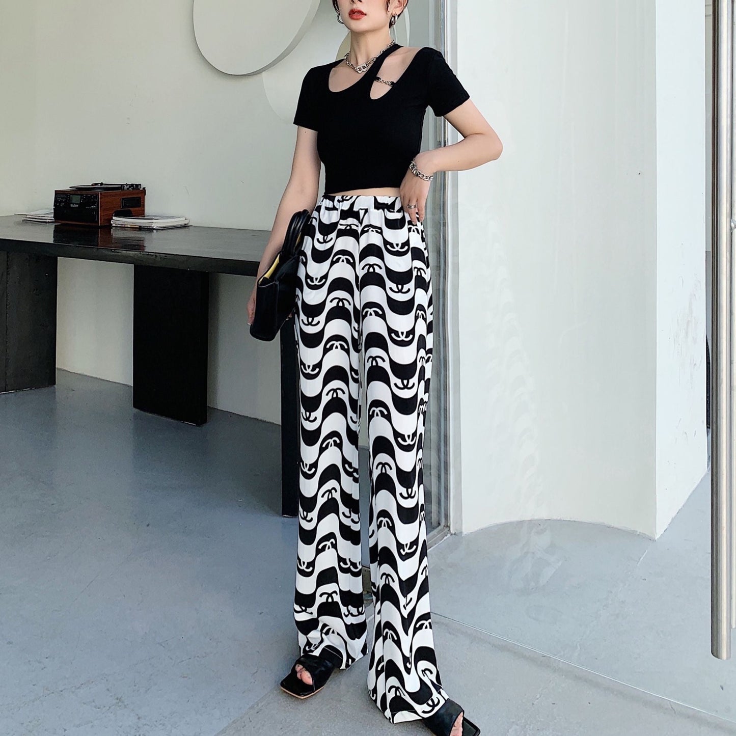 Fashion Printed Casual Wide Leg Pants PD1023080806