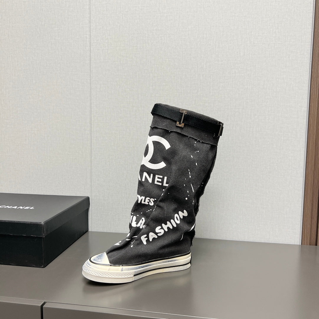 CNL2024vs autumn and winter new thick-soled canvas long boots 0724091201