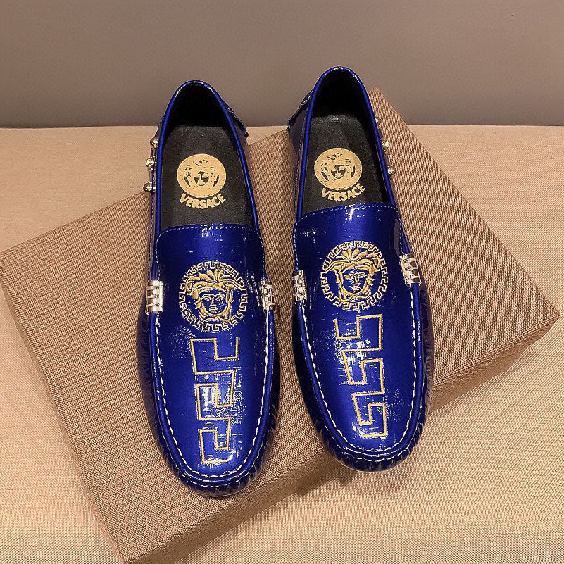 VS Medusa Embroidered Patent Leather Driver Shoes 1824091905