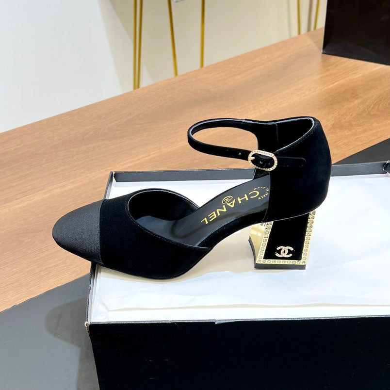 CNL Rhinestone square heel high heels 1824082802