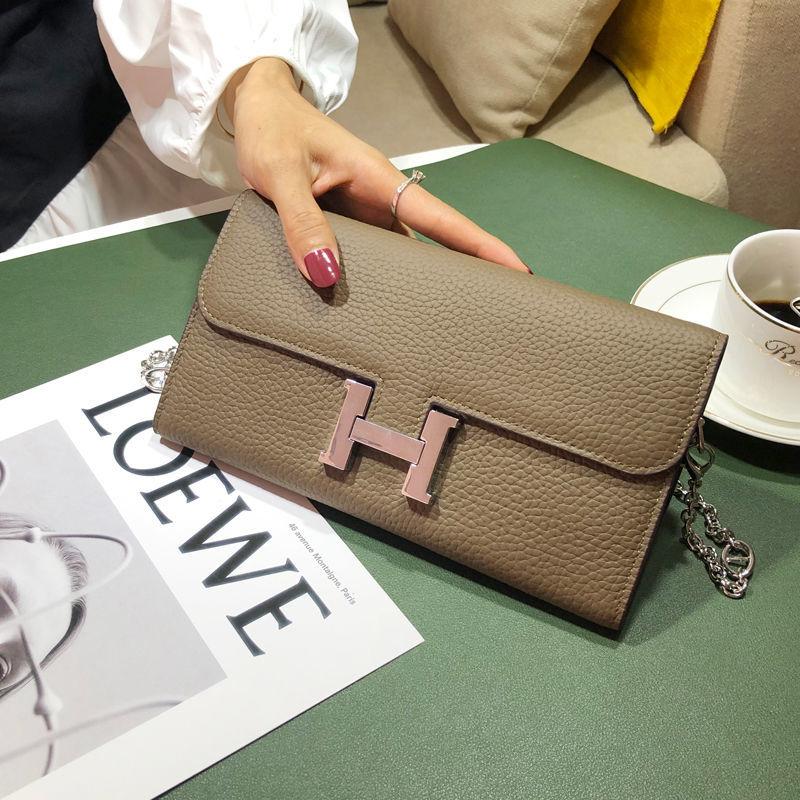 H button Kangkang Wallet Leather Long Wallet 1024032024