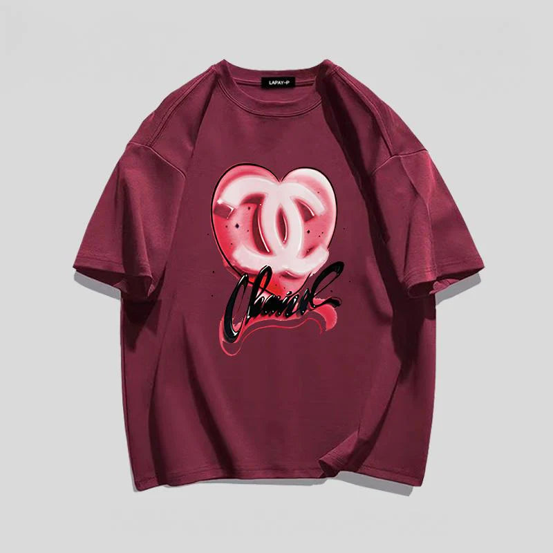 Fashionable Versatile Cotton Round Neck Loose Top 1024071526