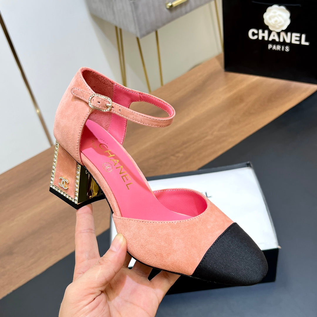 CNL Rhinestone square heel high heels 1824082802