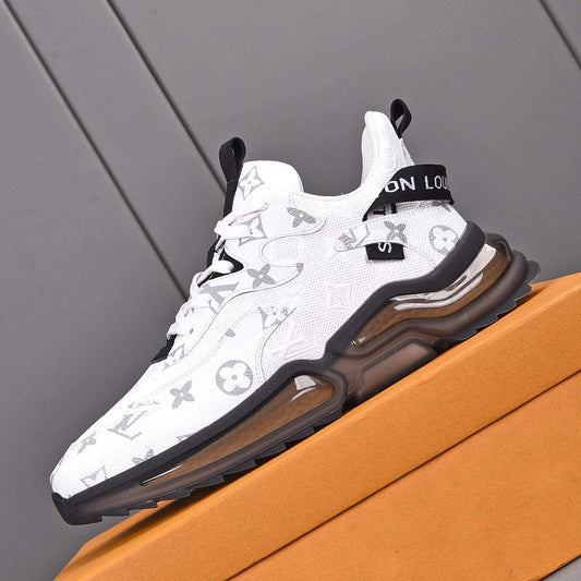 V21 White Color Block Cushion Sole Sneakers