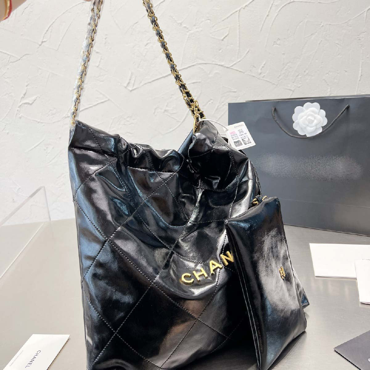 Large Hobo Bag With Gold-tone Metal