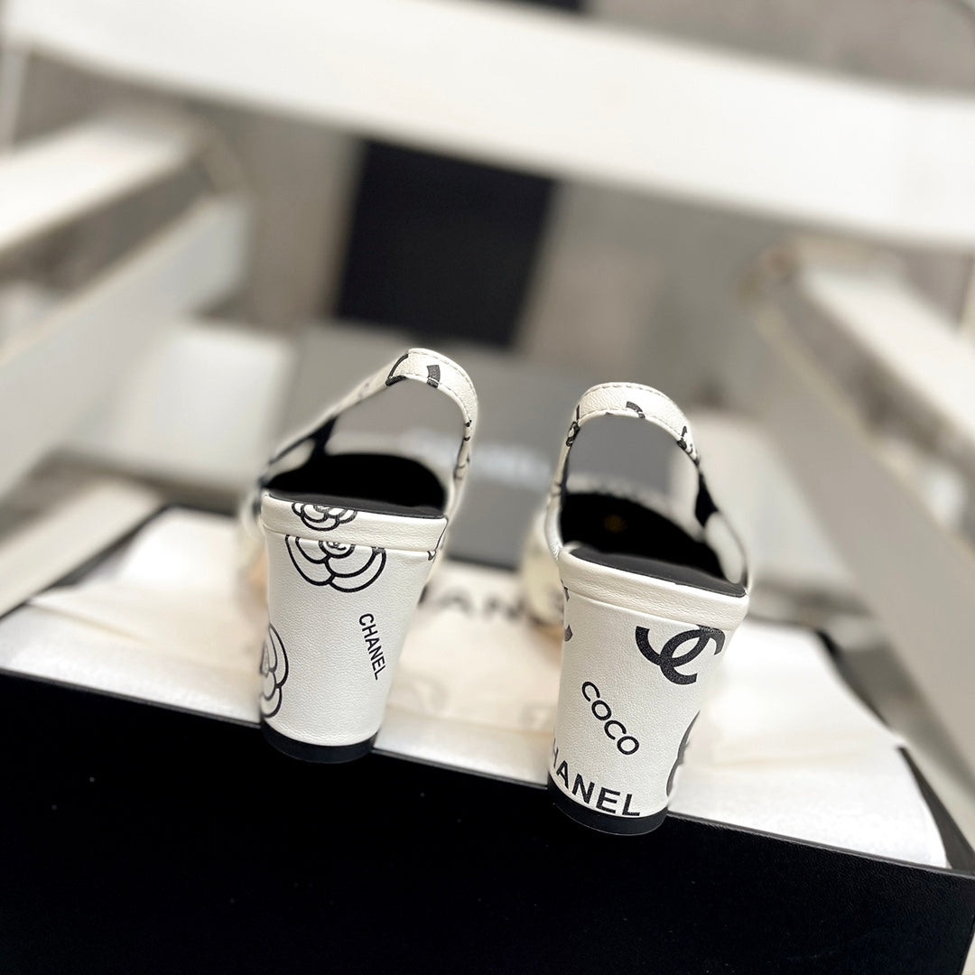 Camellia Print Stylish Classic Heeled Sandals XC1623072801