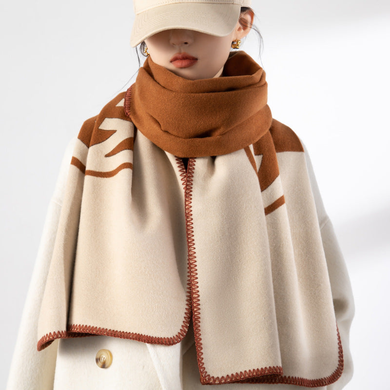 Fashion double-sided cashmere scarf thickened warm shawl PF1023111736