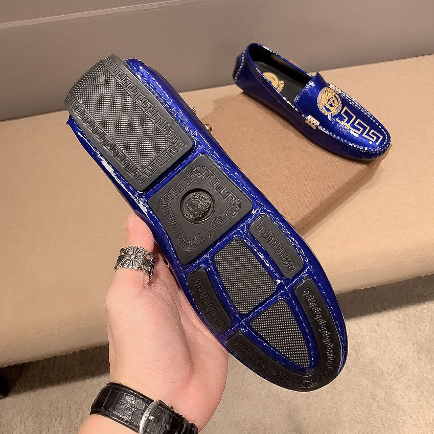 VS Medusa Embroidered Patent Leather Driver Shoes 1824091905