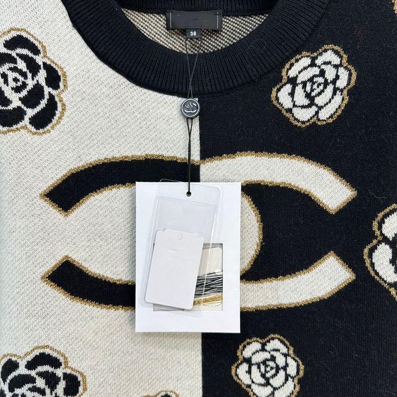 Camellia Small Fragrance Color-block Pullover Sweater Women's Design Sense Elegant op-PD05202312201