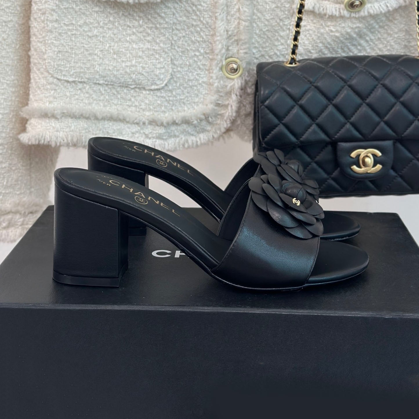 CNL Camellia block heel slippers 1824082701