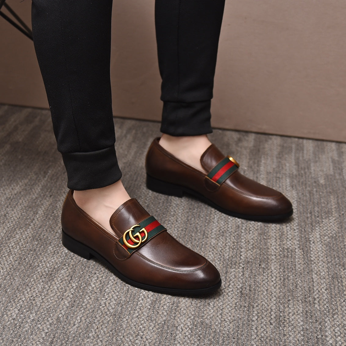 Gentleman Men's Shoes Leather Popular Classic Presbyterian Pattern Loafers G07