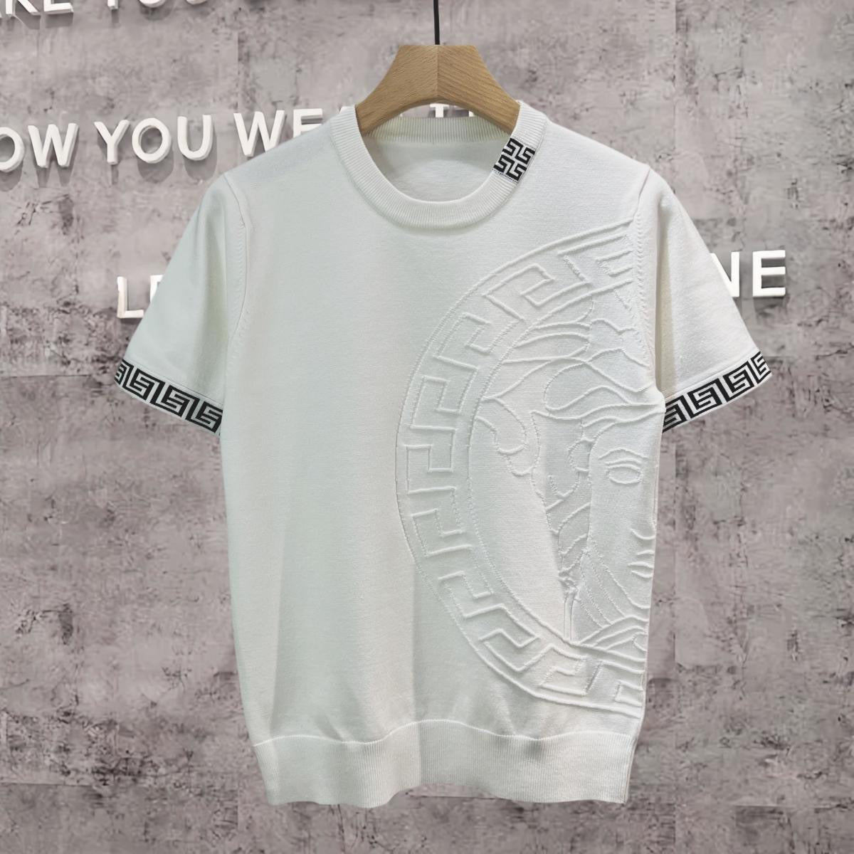 Summer round neck short sleeve knitted T-shirt 1824050701