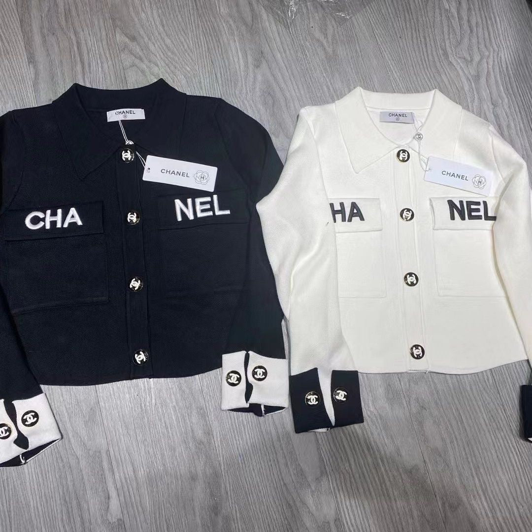 2023 Black and White polo neck pocket autumn and winter coat/Black PD1423090803