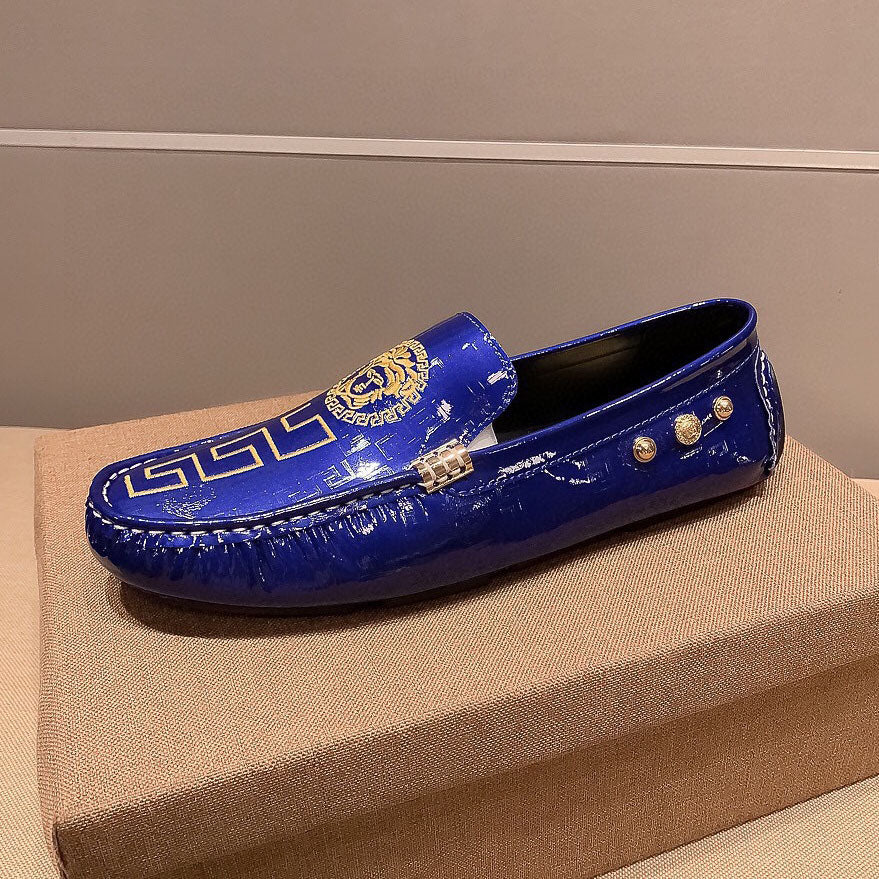 VS Medusa Embroidered Patent Leather Driver Shoes 1824091905
