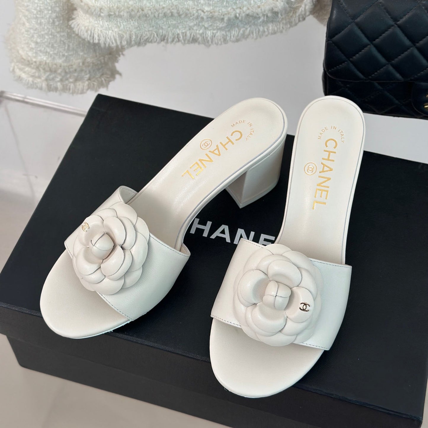 CNL Camellia block heel slippers 1824082701