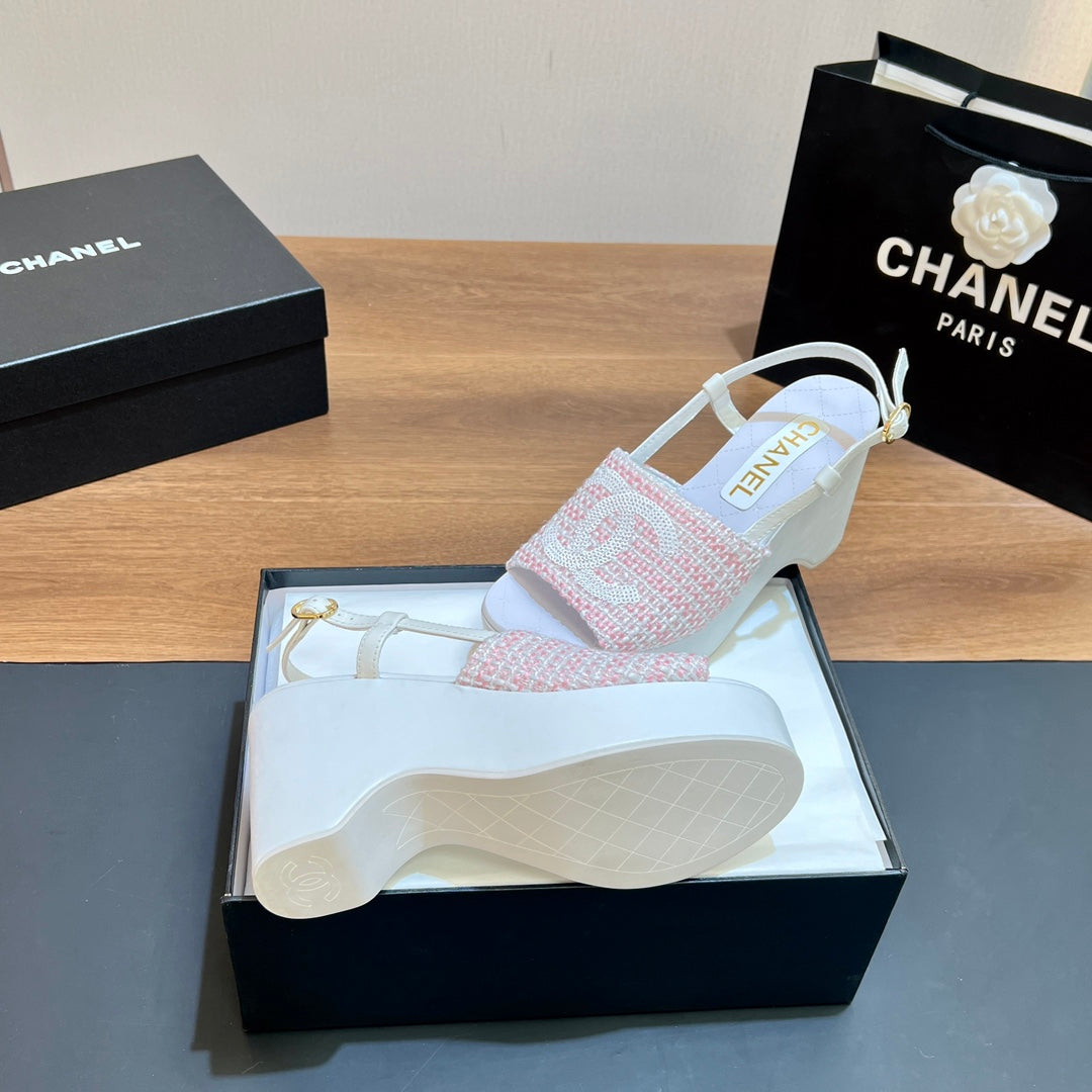 CNL thick-soled colorblock high-heeled sandals 0724042702