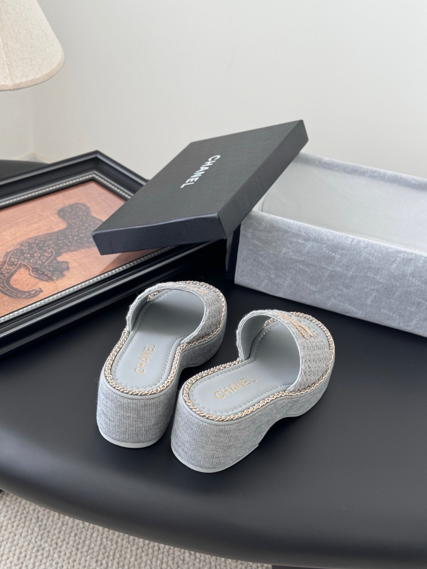 CNL women's platform chain double C slide sandal 1825042902