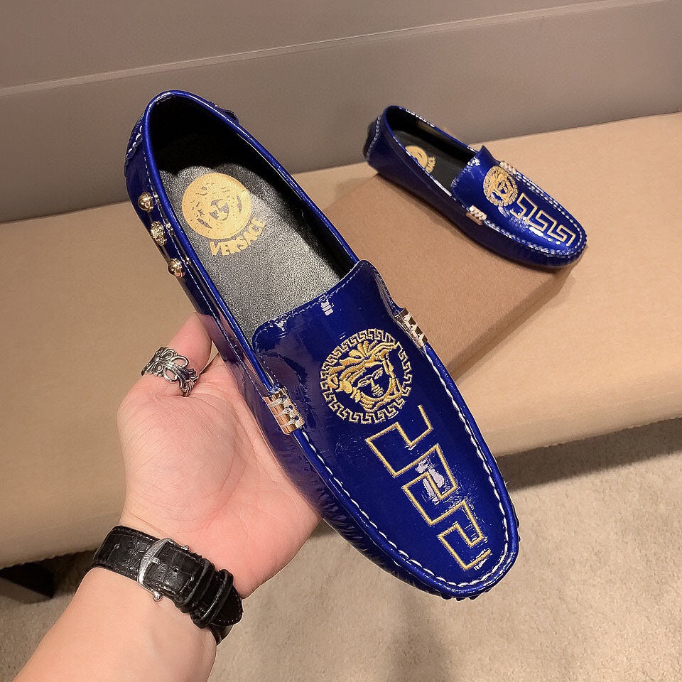 VS Medusa Embroidered Patent Leather Driver Shoes 1824091905