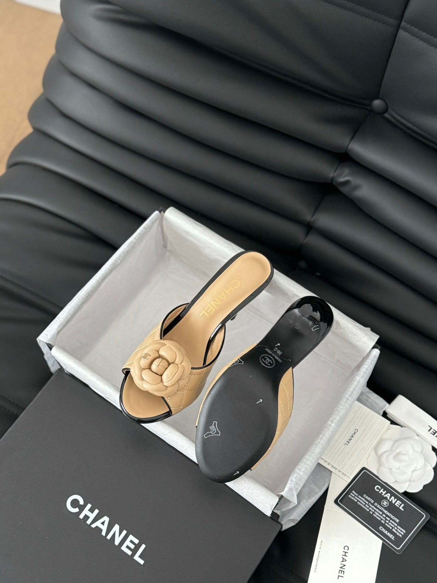 CNL 24SS camellia high heel slippers 0724042708