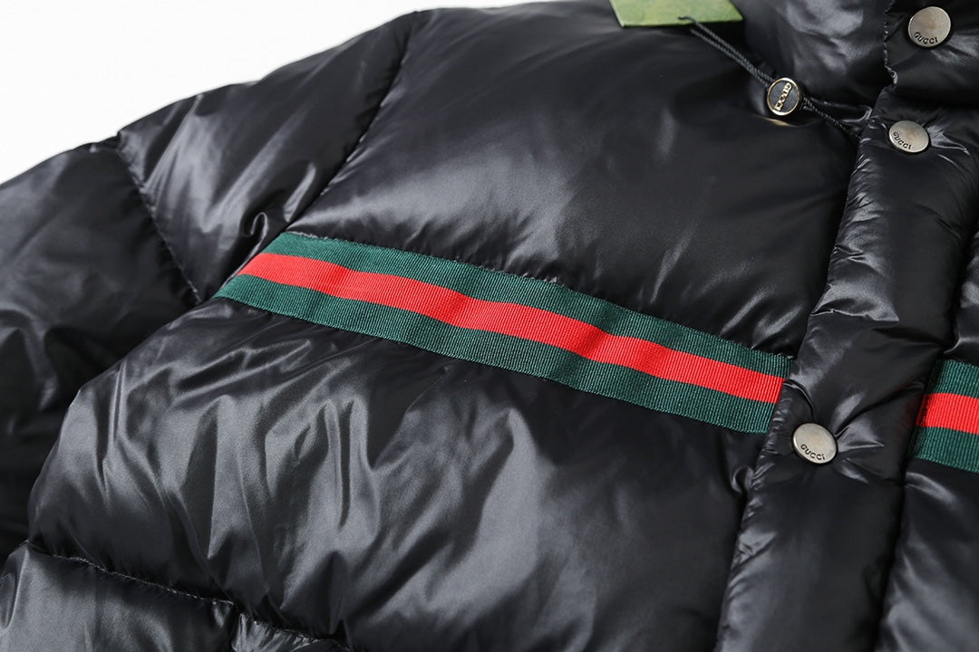 Classic logo red and green web down jacket XC0823102305