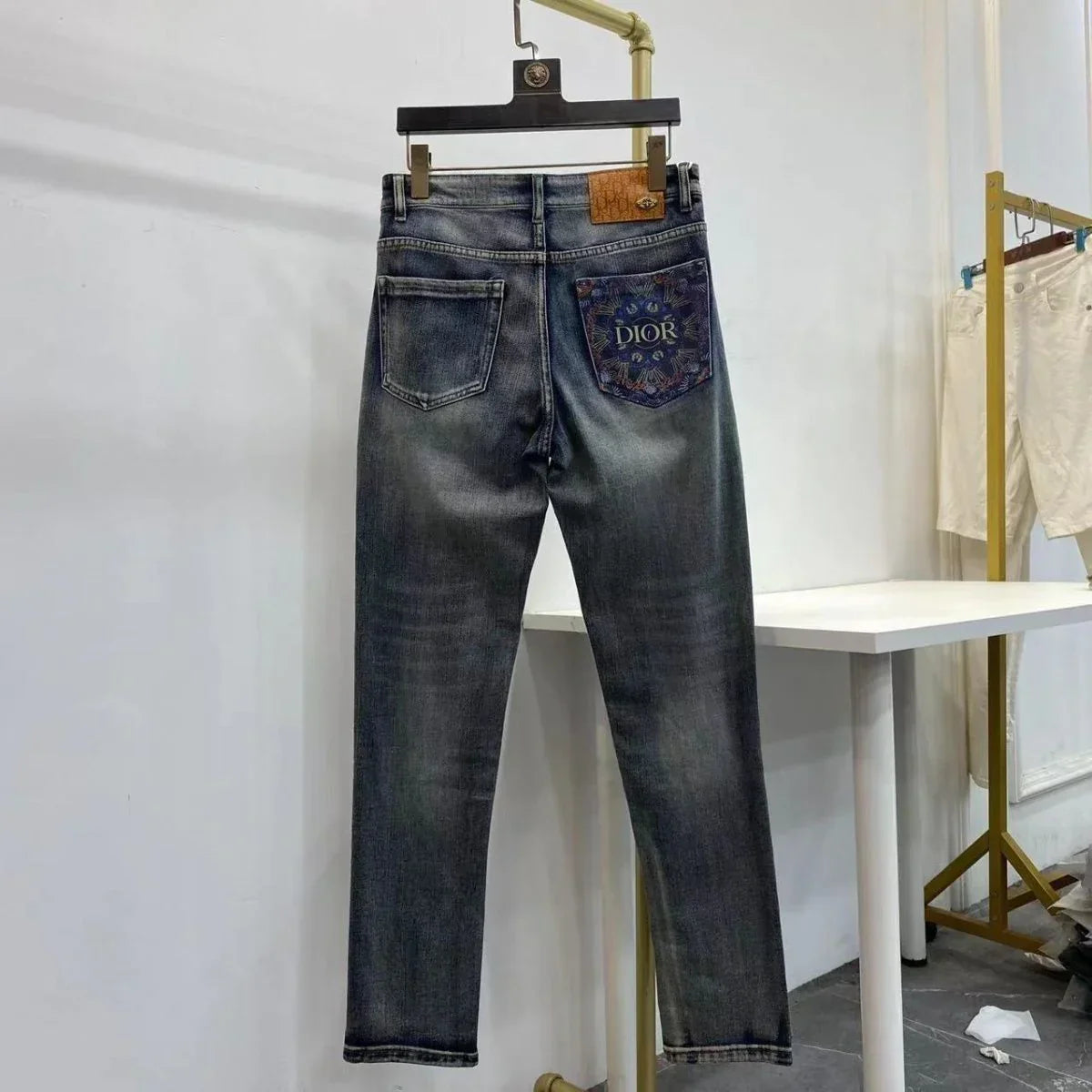 High luxury autumn and winter elastic slim fit denim pants 1024111502