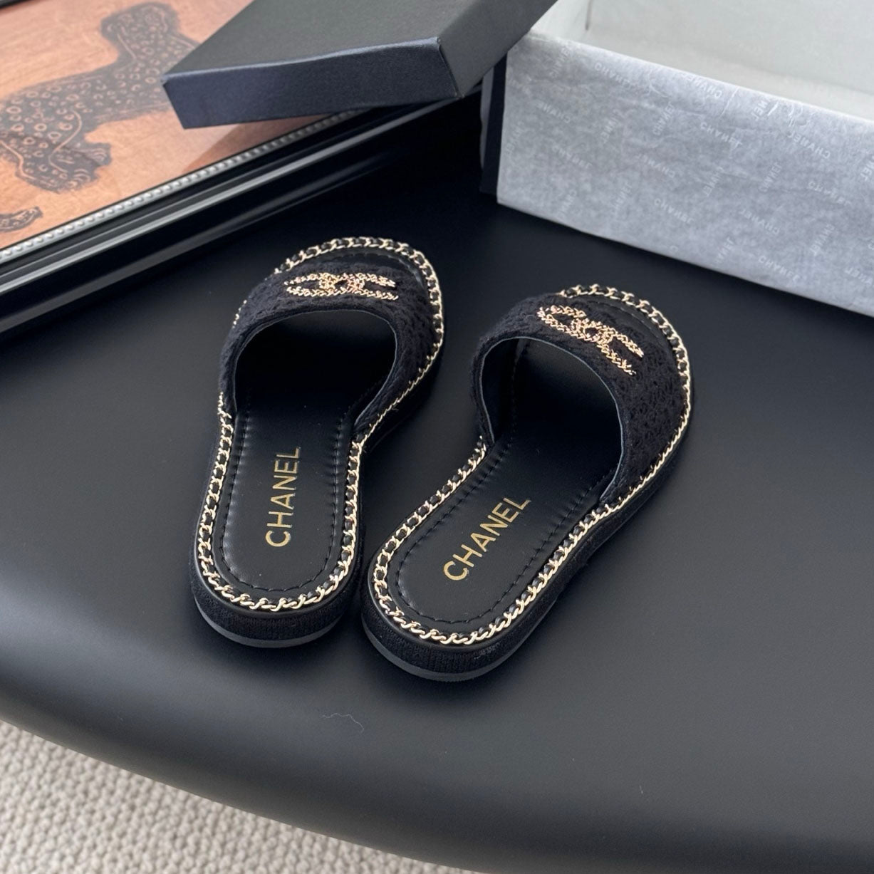 CNL women's platform chain double C slide sandal 1825042902