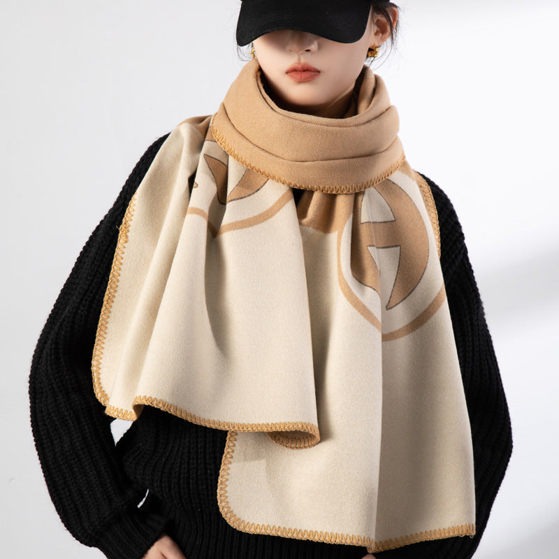 Fashion double-sided cashmere scarf thickened warm shawl PF1023111736