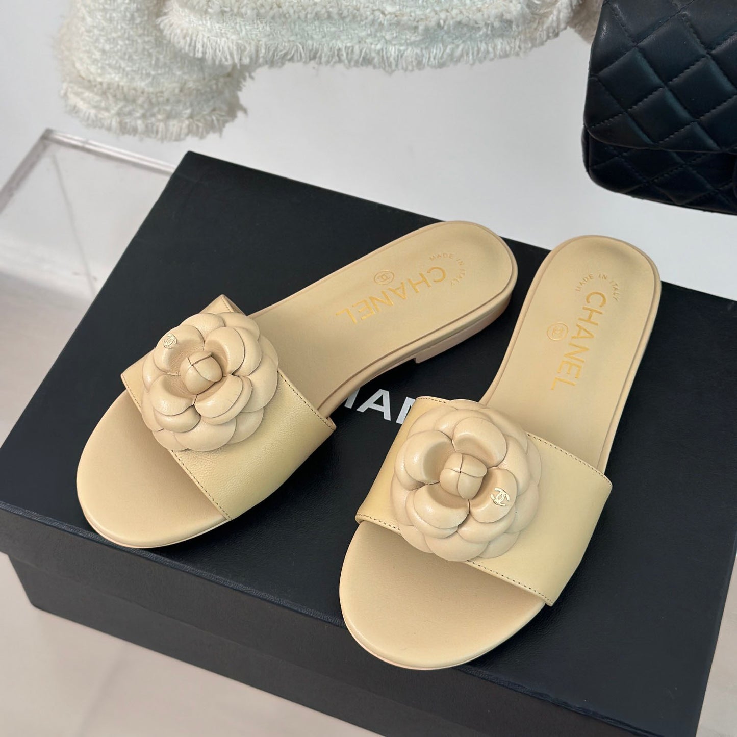 CNL Camellia block heel slippers 1824082701