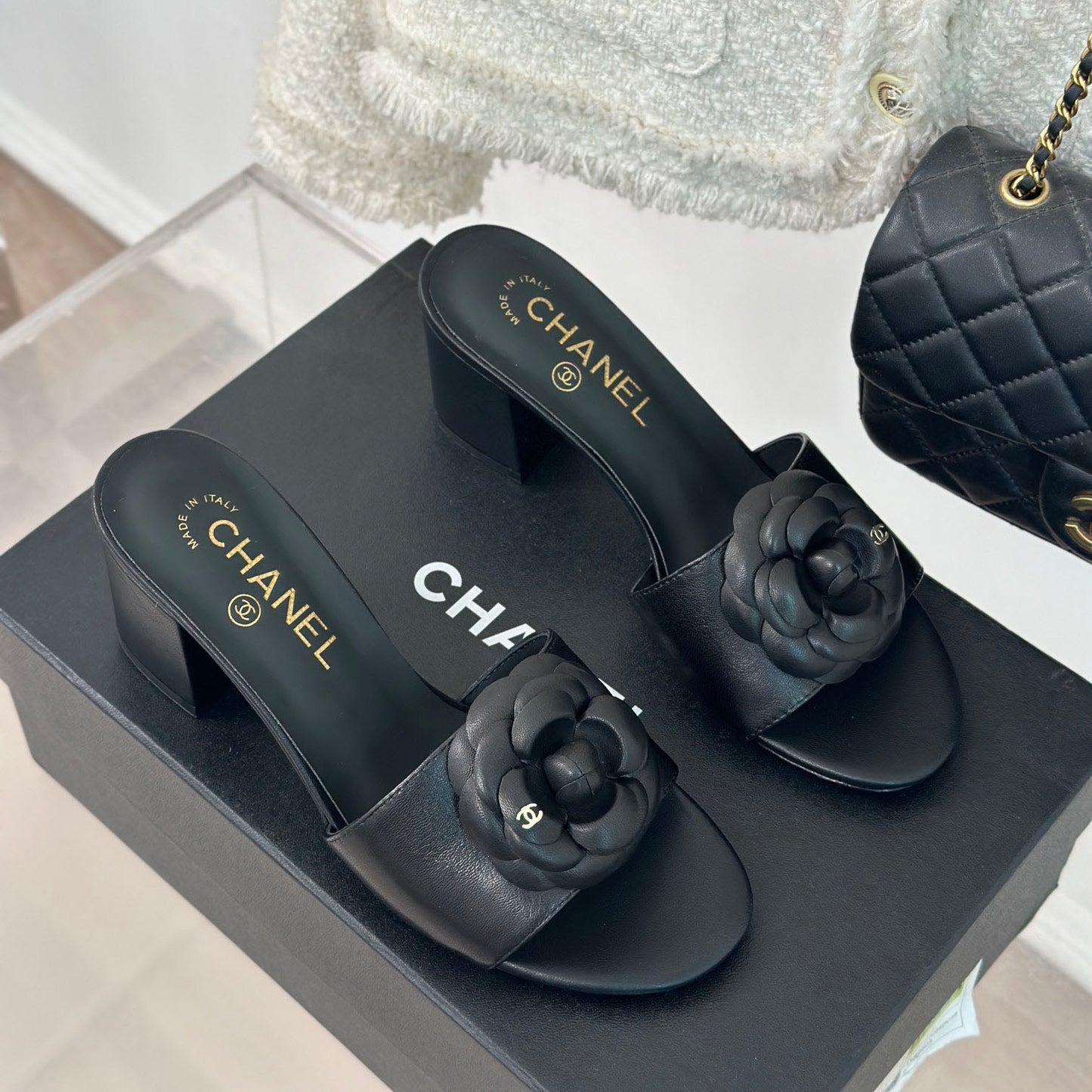 CNL Camellia block heel slippers 1824082701