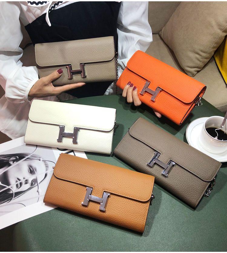 H button Kangkang Wallet Leather Long Wallet 1024032024