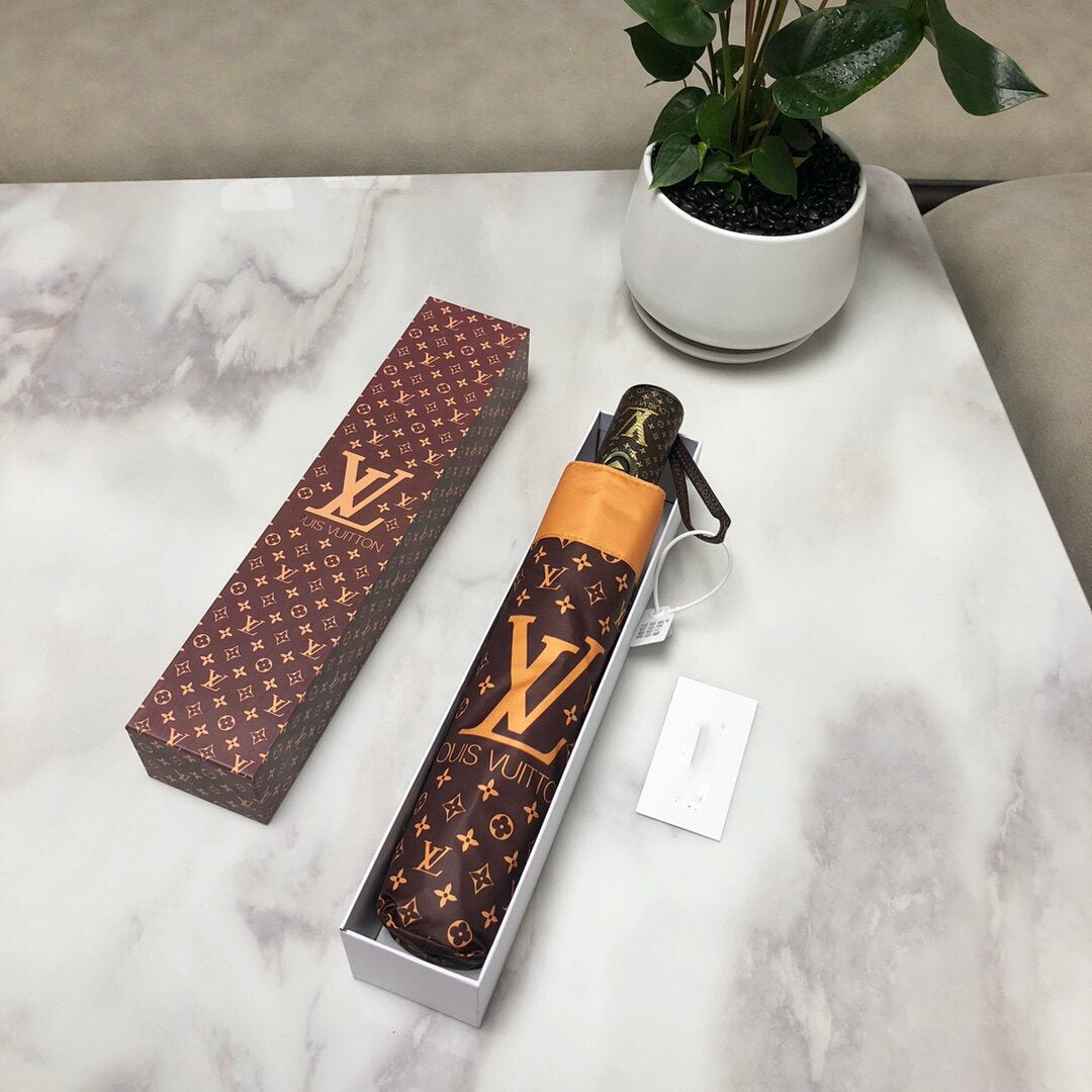 Brown Tri-fold Umbrella Sun Umbrella UV Protection Lightweight Portable Umbrella