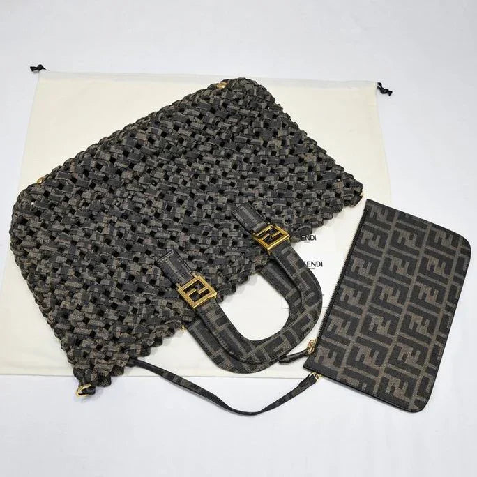 FD New Medium Tote Series Woven Tote Bag 1025062003