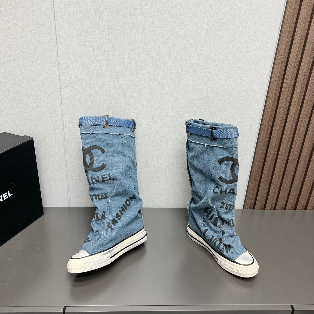 CNL2024vs autumn and winter new thick-soled canvas long boots 0724091201