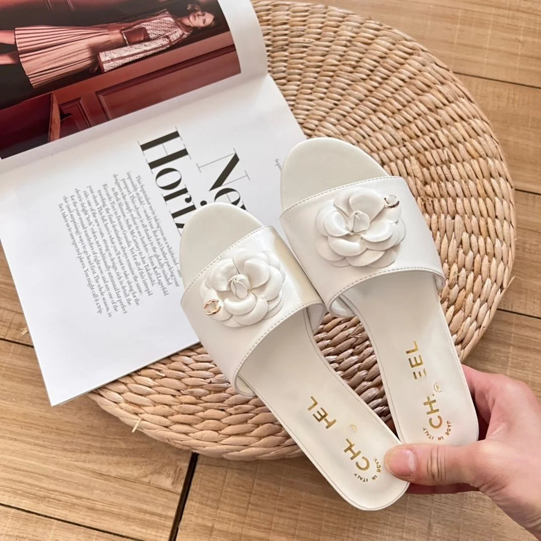 Camellia Flat Slippers Women Casual All-match Sandals 1024060310