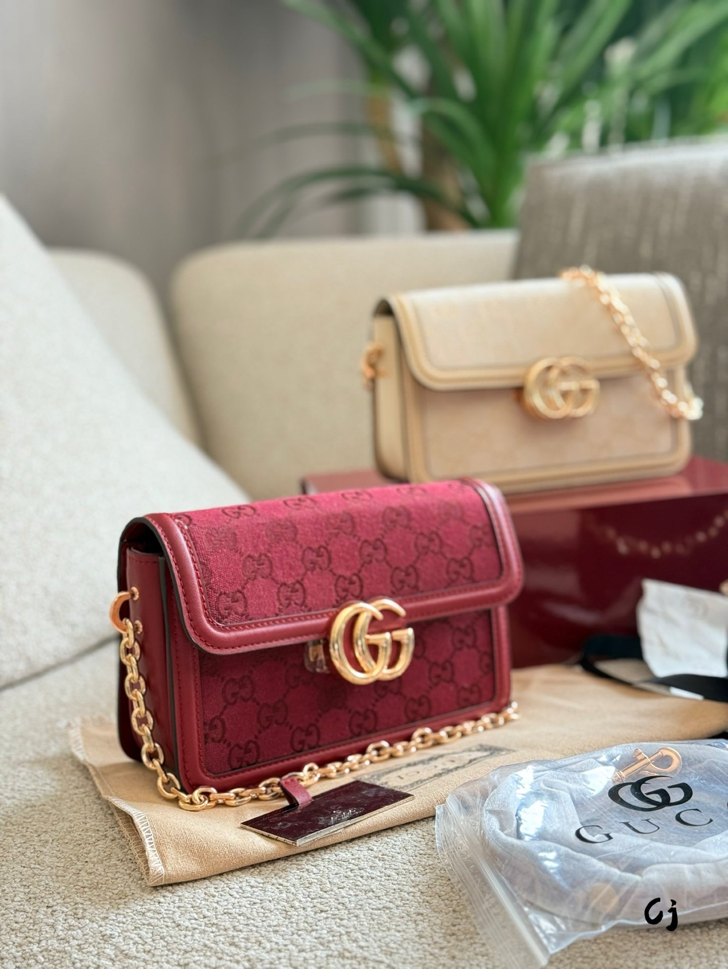 GG Canvas and leather trim shoulder bag 1825040906