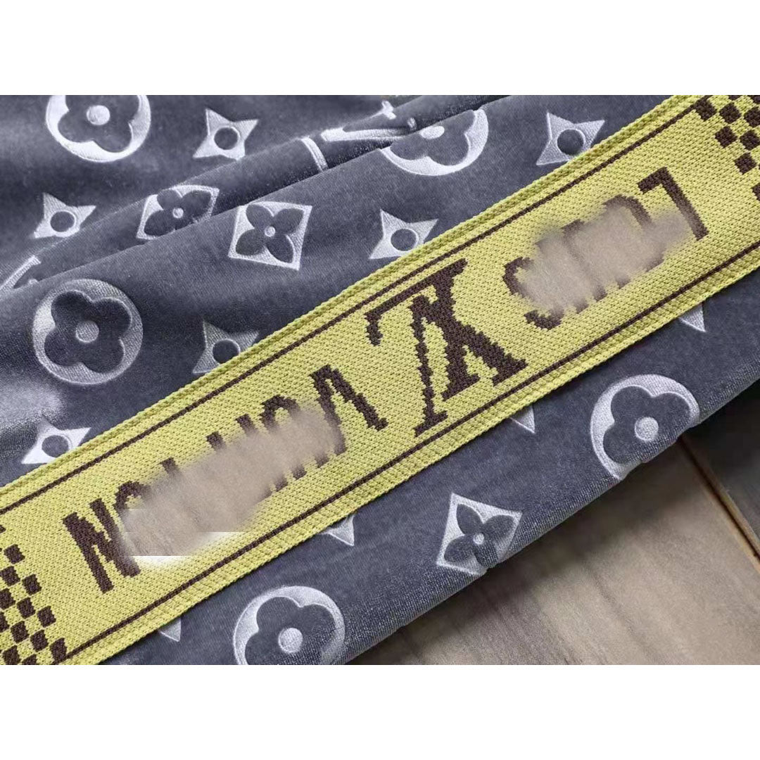 V Grey Embroidered Velvet Suit LXYMC23021505