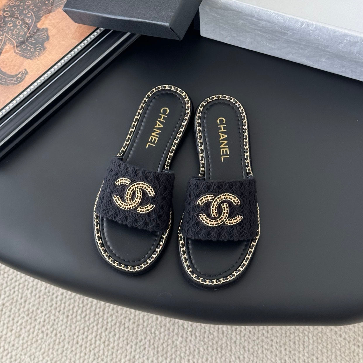 CNL women's platform chain double C slide sandal 1825042902