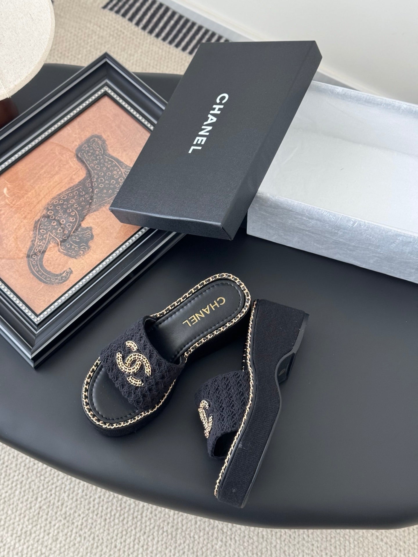 CNL women's platform chain double C slide sandal 1825042902