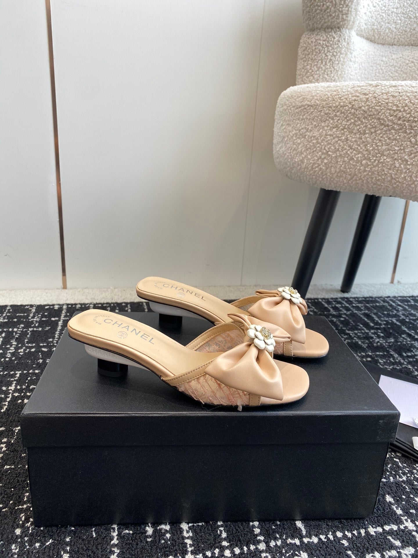 CNL 24SS bow low heel slippers 0724042706