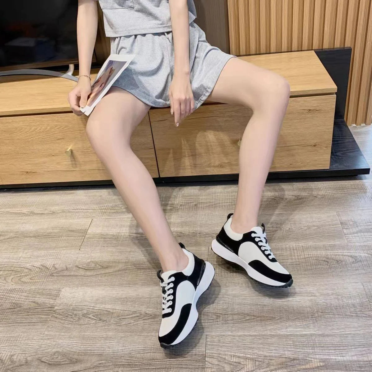 New Sneakers Leather Platform Casual Shoes 1024031409