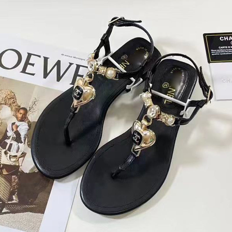 Fashion all-match camellia heart buckle sandals PD1023071720