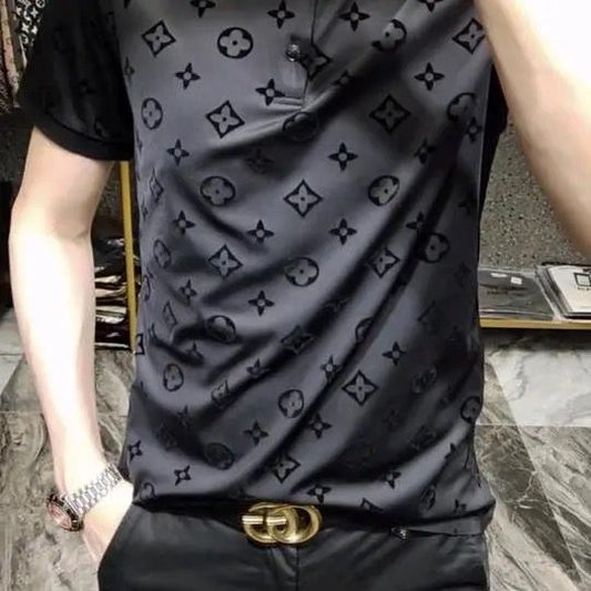 European Station men's POLO shirt business short sleeve T-shirt lapel H03