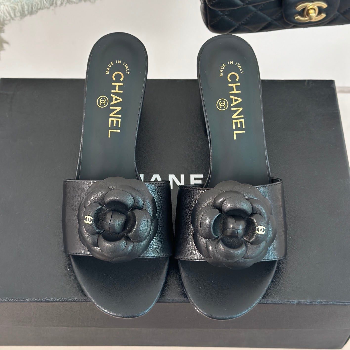 CNL Camellia block heel slippers 1824082701