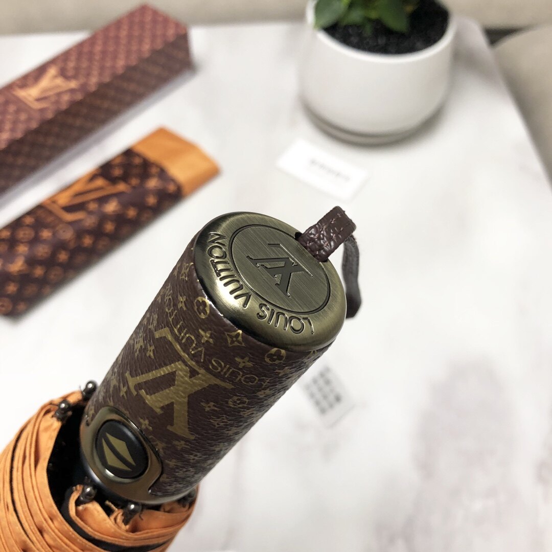 Brown Tri-fold Umbrella Sun Umbrella UV Protection Lightweight Portable Umbrella