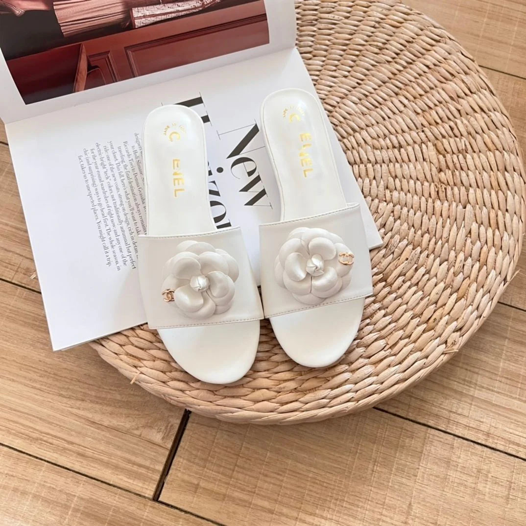 Camellia Flat Slippers Women Casual All-match Sandals 1024060310