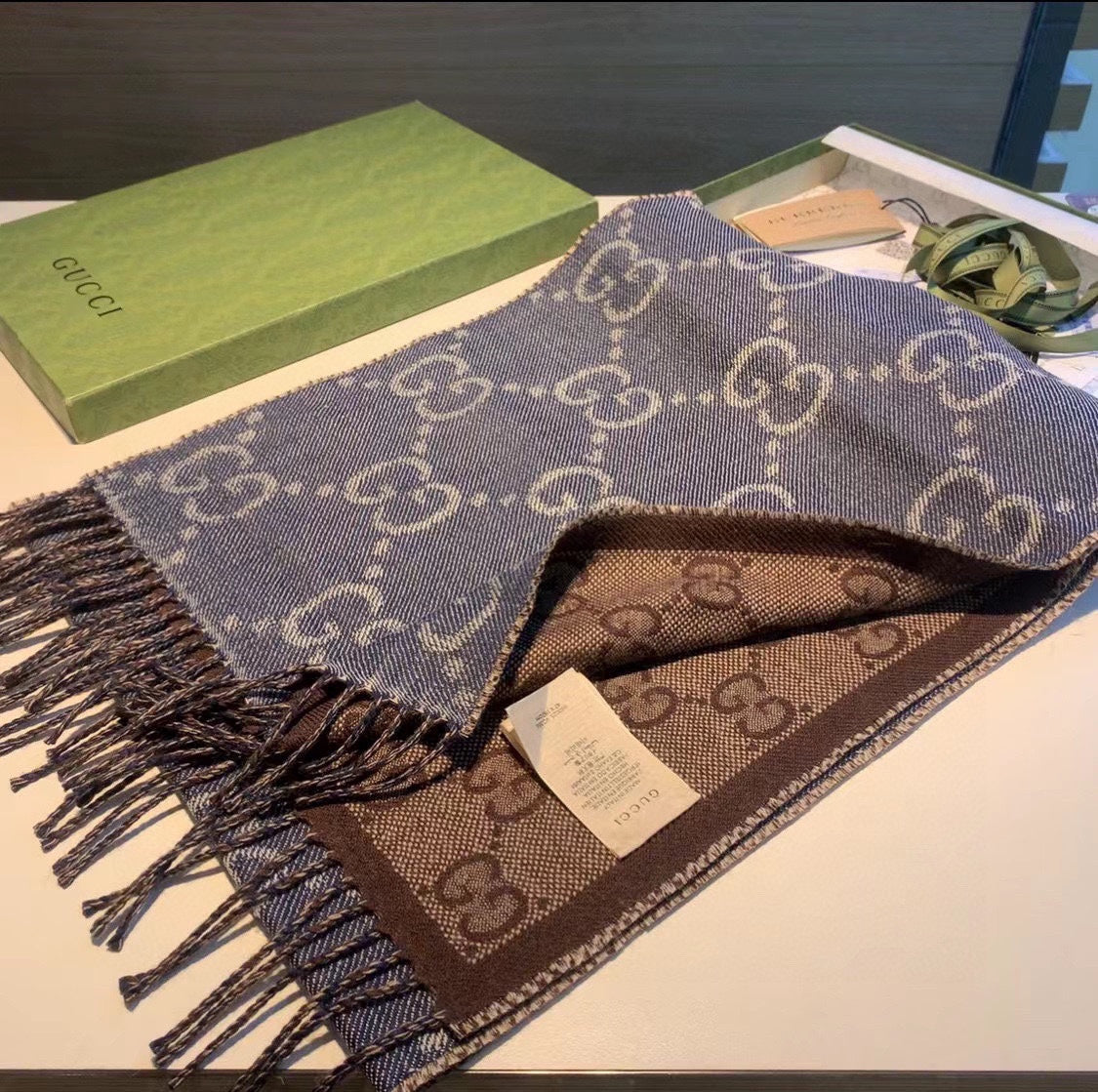 Two-color wool scarf  XC1823111501