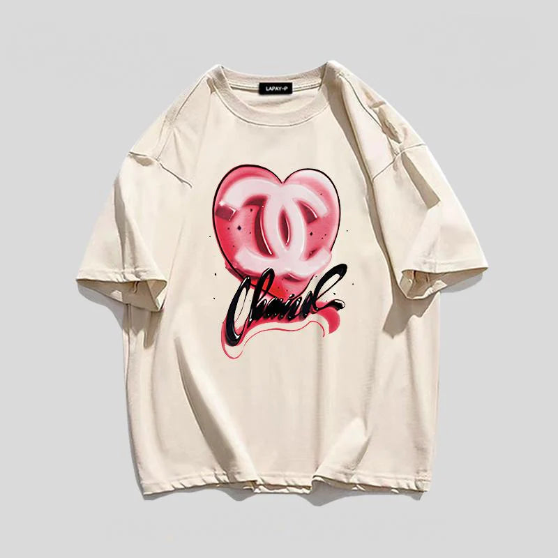 Fashionable Versatile Cotton Round Neck Loose Top 1024071526