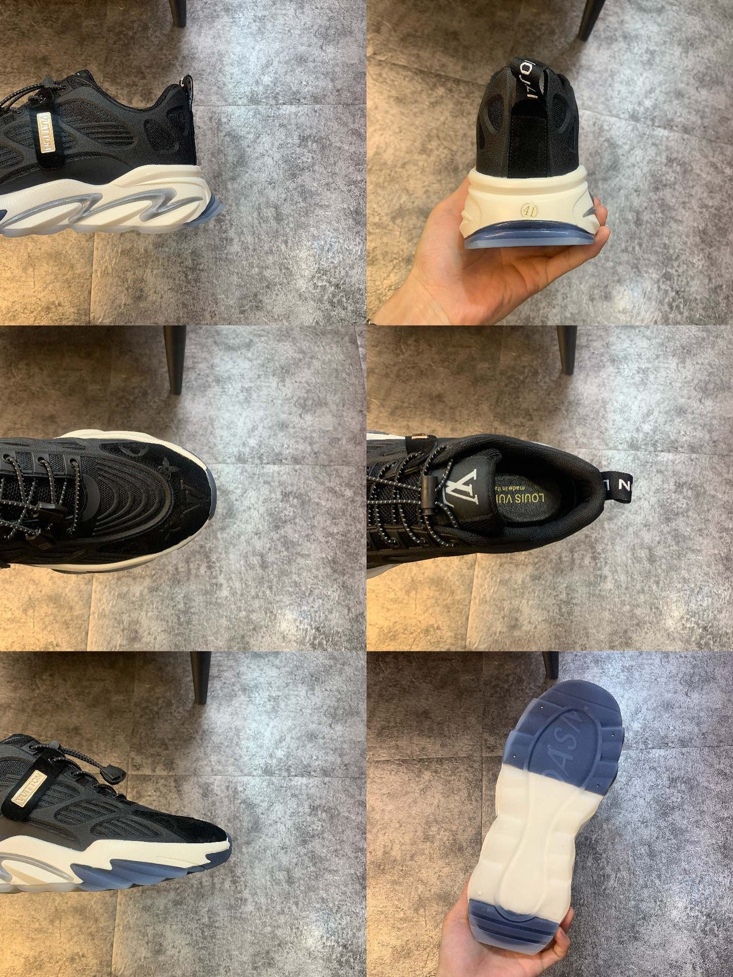 Black casual fashion men's and women's thick-soled sneakers