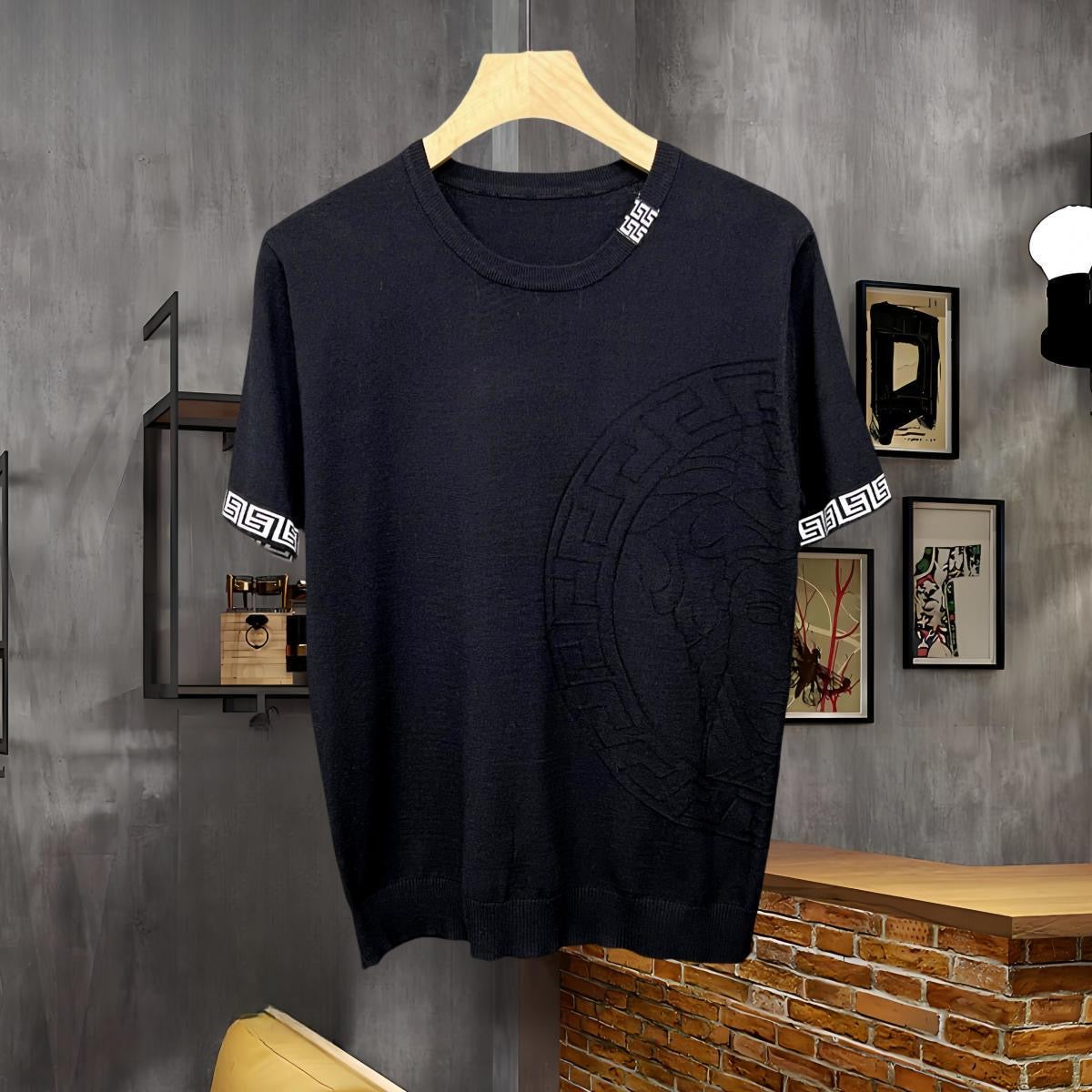 Summer round neck short sleeve knitted T-shirt 1824050701