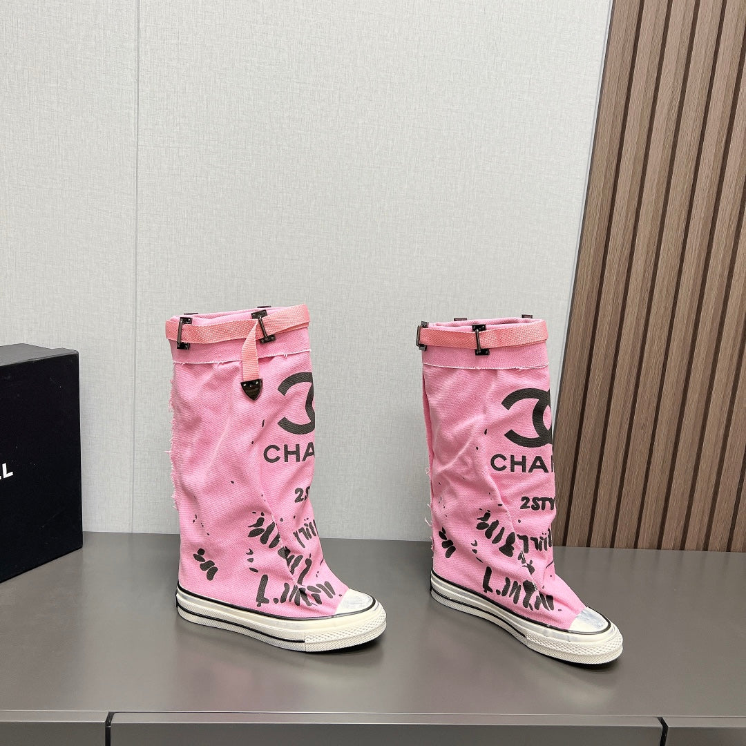 CNL2024vs autumn and winter new thick-soled canvas long boots 0724091201